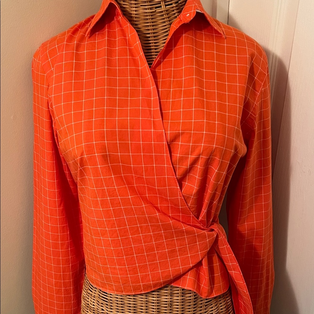 Orange Wrap Blouse - Ralph Lauren